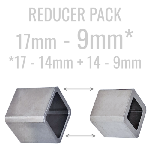 17 - 9mm Reducer Pack - 17 - 14mm + 14 - 9mm Adapters for mounting to 9mm drive size